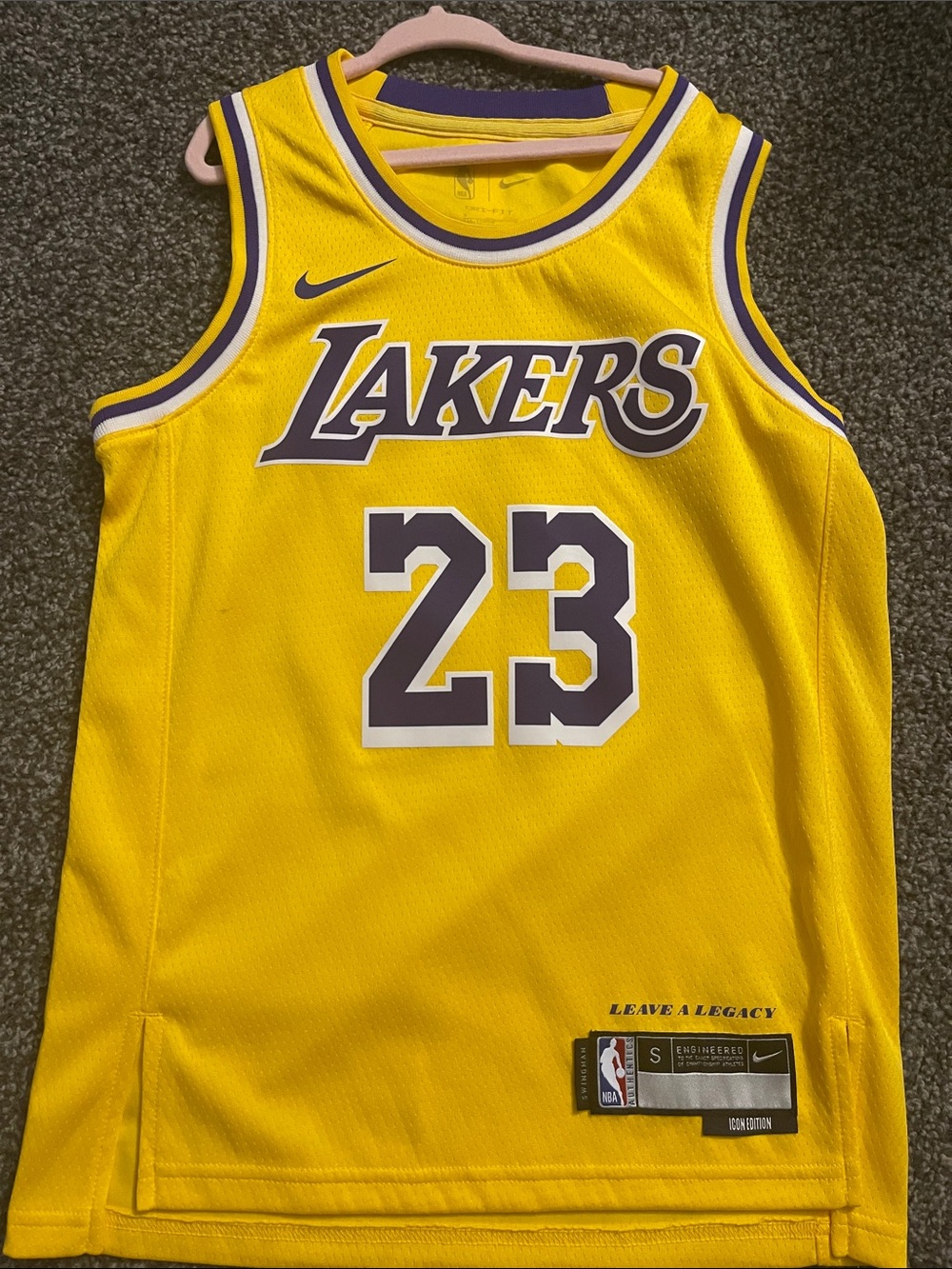 NBA Yellow Los Angeles Lakers #23 Basketball Jersey with Purple Trim. Worn once